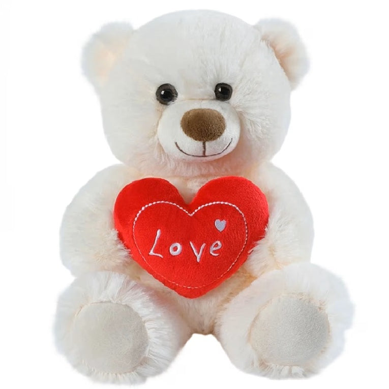 White Valentine Teddy Bear with Red Heart