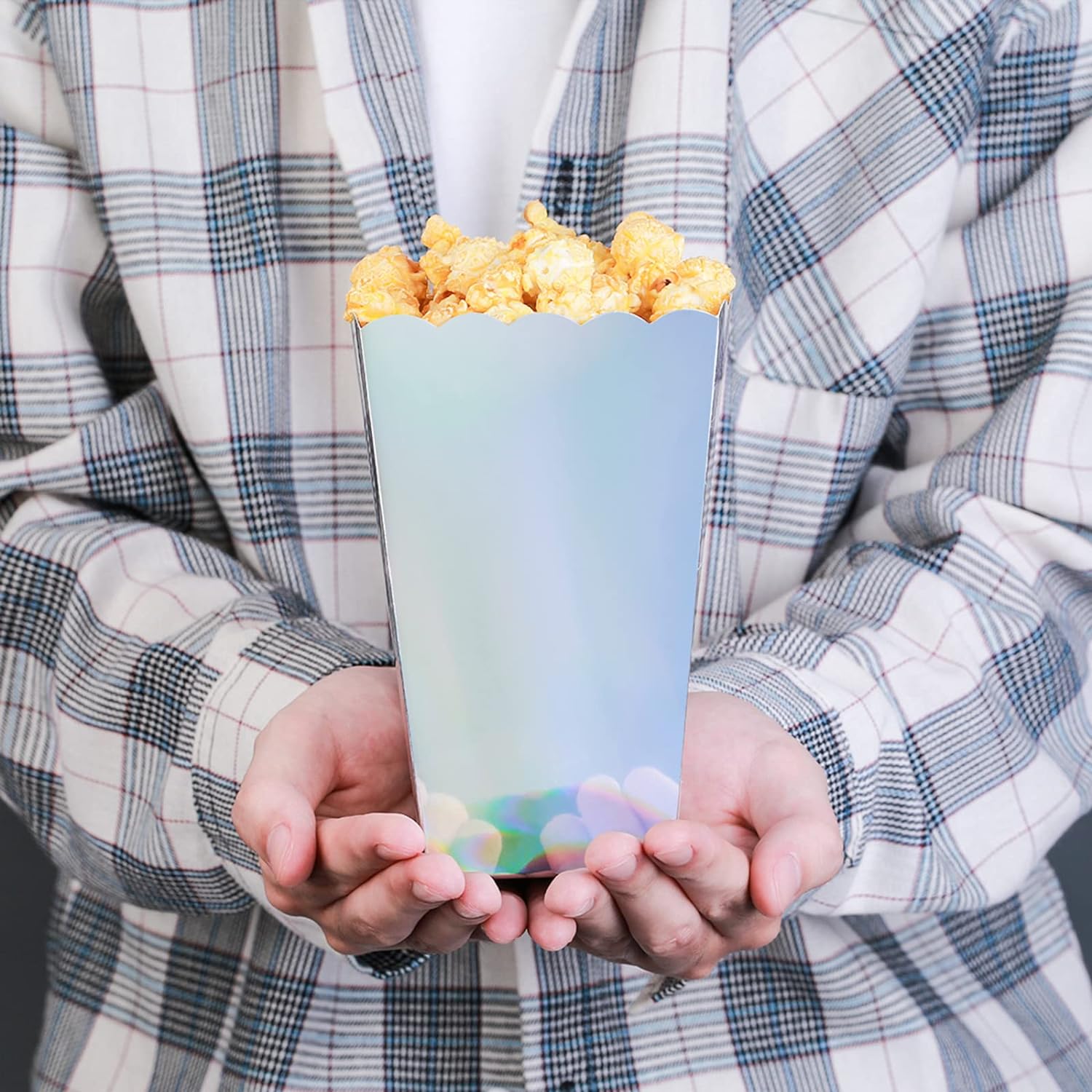 Holographic Pastel Iridescent Popcorn Boxes Set