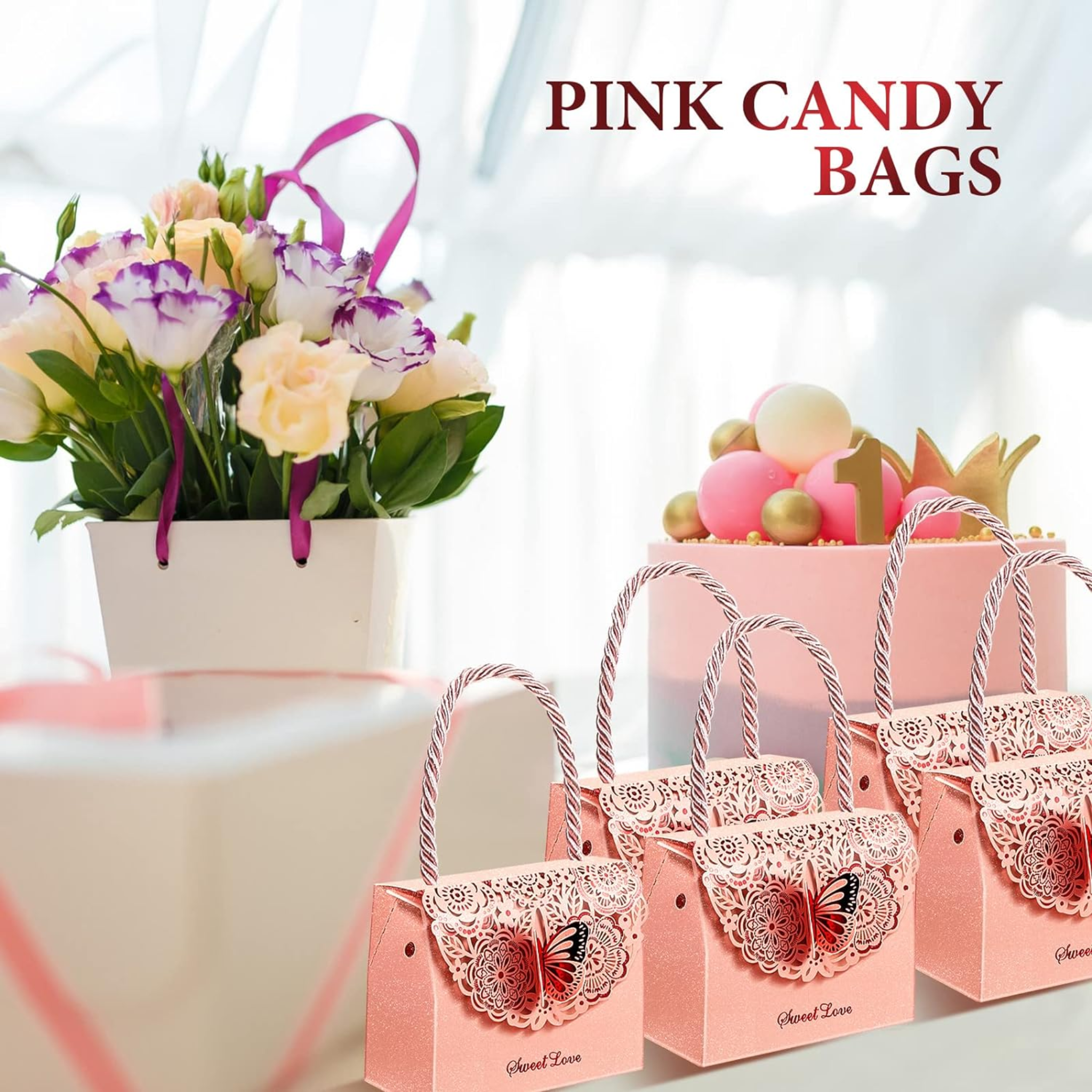 Butterfly Goodie Treat Bags & Bridal Shower Favor Boxes Set