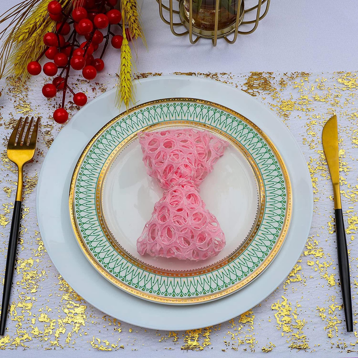 Glittery Gold Metallic Foil Mesh Table Runner Roll