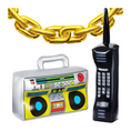 Load image into Gallery viewer, Retro Inflatable Party Pack: Boombox, Phone & Gold Chain!
