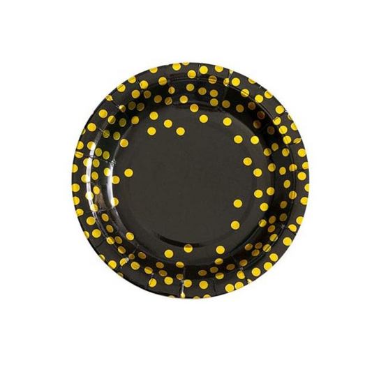 Gold and Black Theme Party 7 Inch Paper Plates Set
