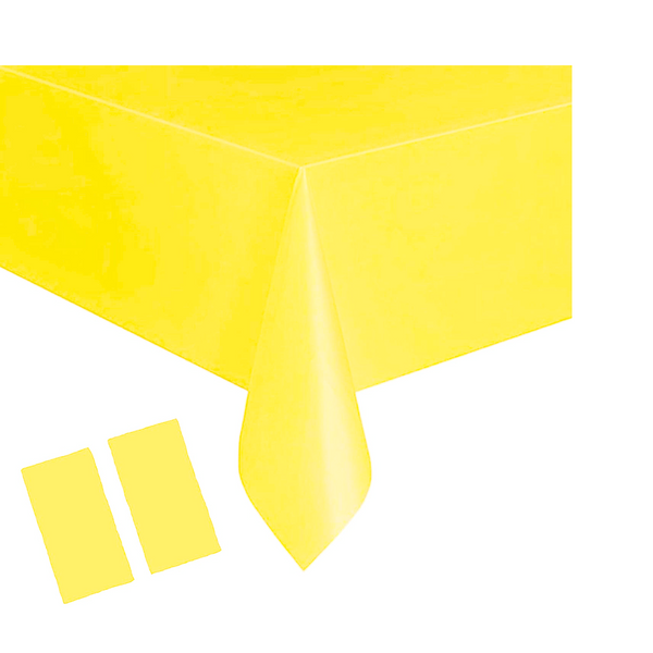 Yellow Swirl Premium Plastic Table Cover Set