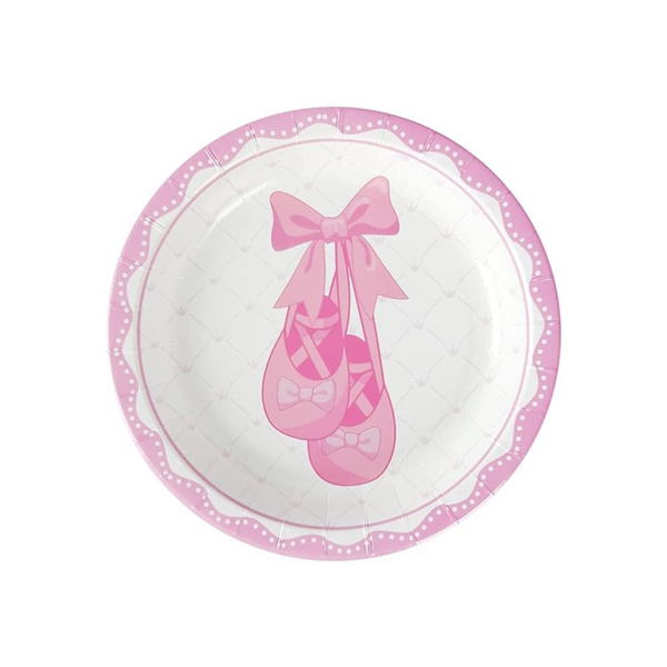 Pink Ballerina Theme Paper Plates Set