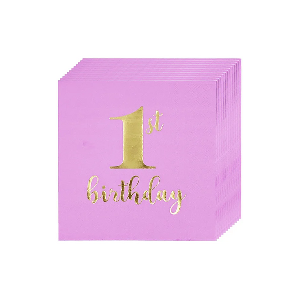 First Birthday Pink Decorations Paper Napkins Set