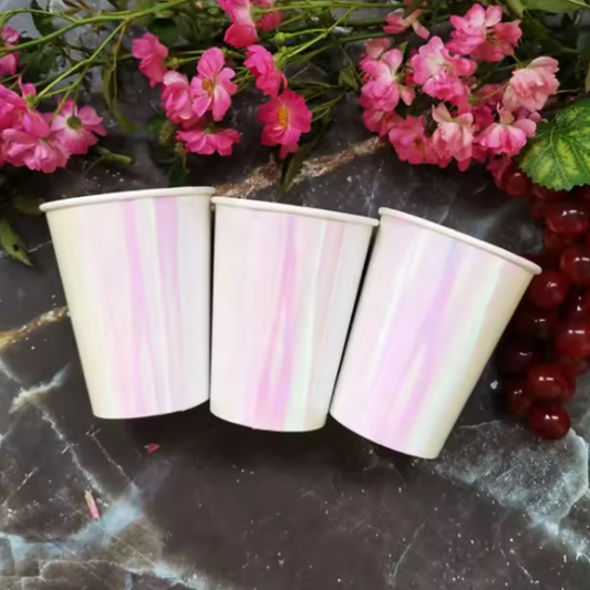Pink Holographic Paper Cups Set