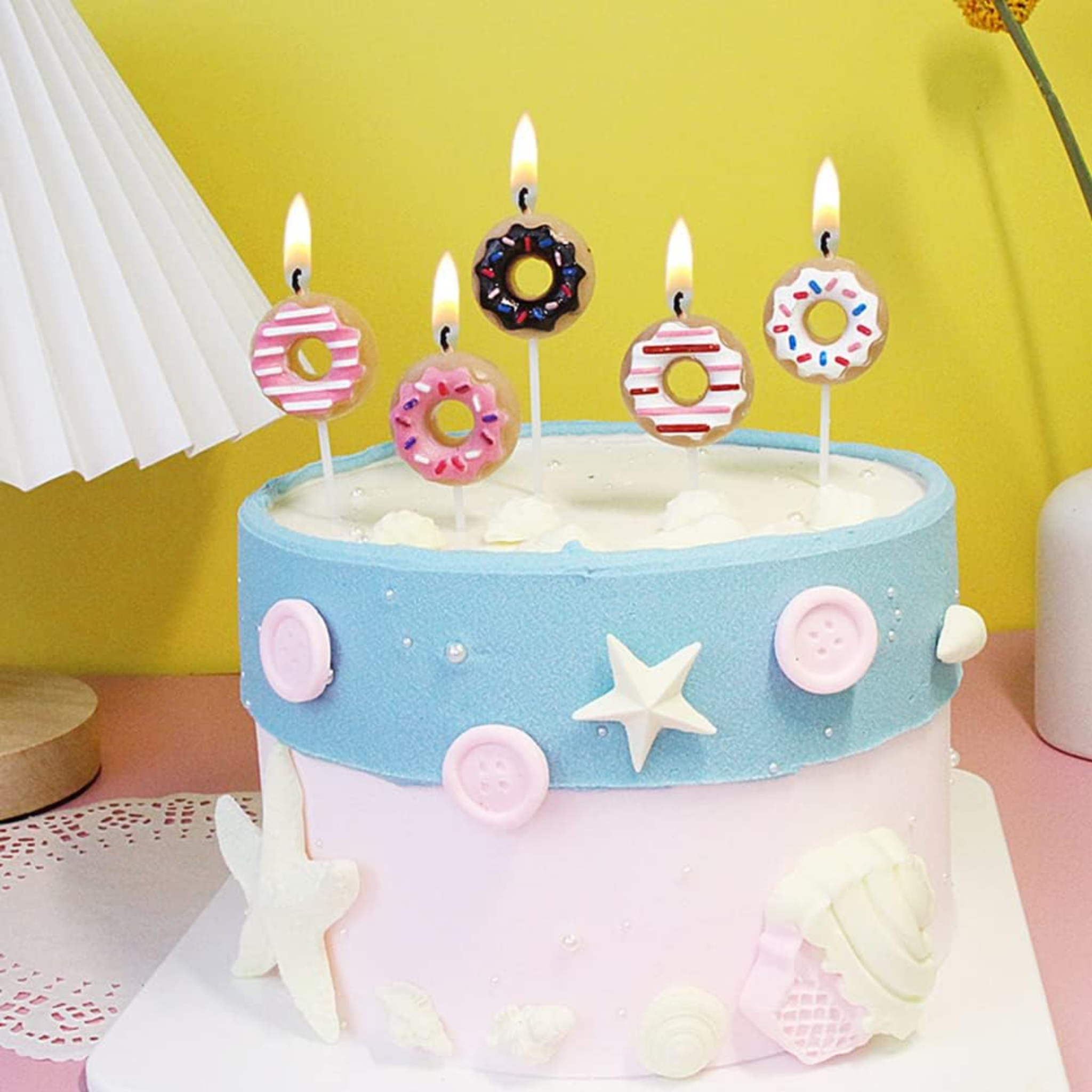 Cute Donut Shape Birthday Cake Candles Set