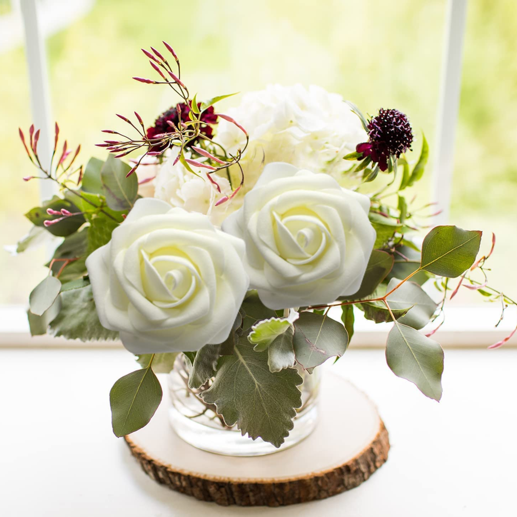 Artificial White Roses Bouquets Box Set