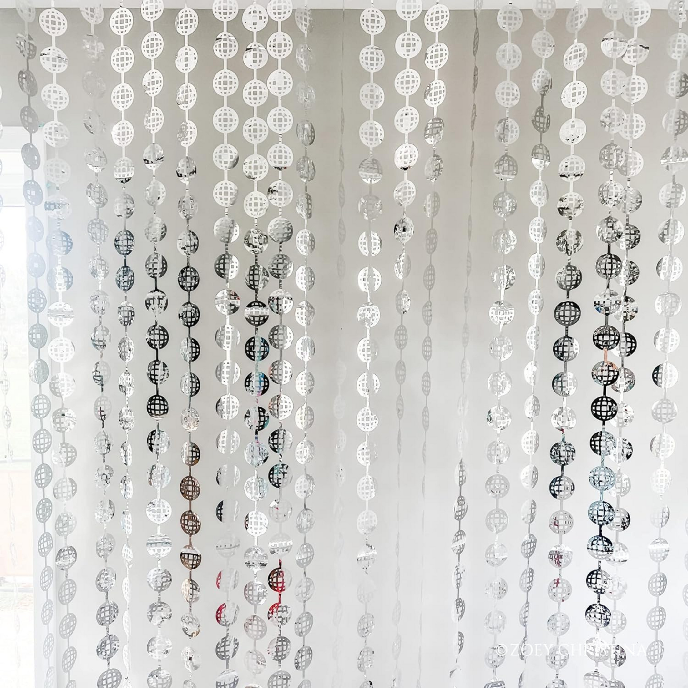 Shiny Silver Disco Ball Foil Curtain