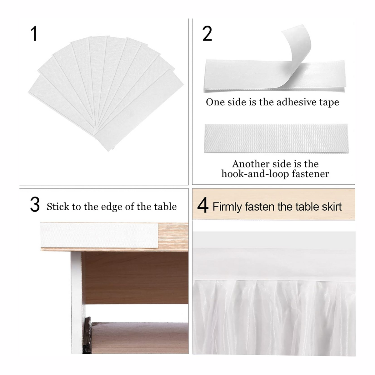 White Tulle Table Skirt with Lights