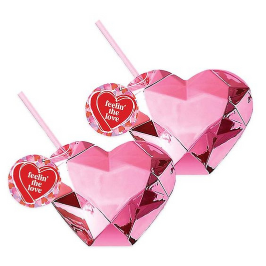 Disco Heart-shaped Plastic Straw Cups Set