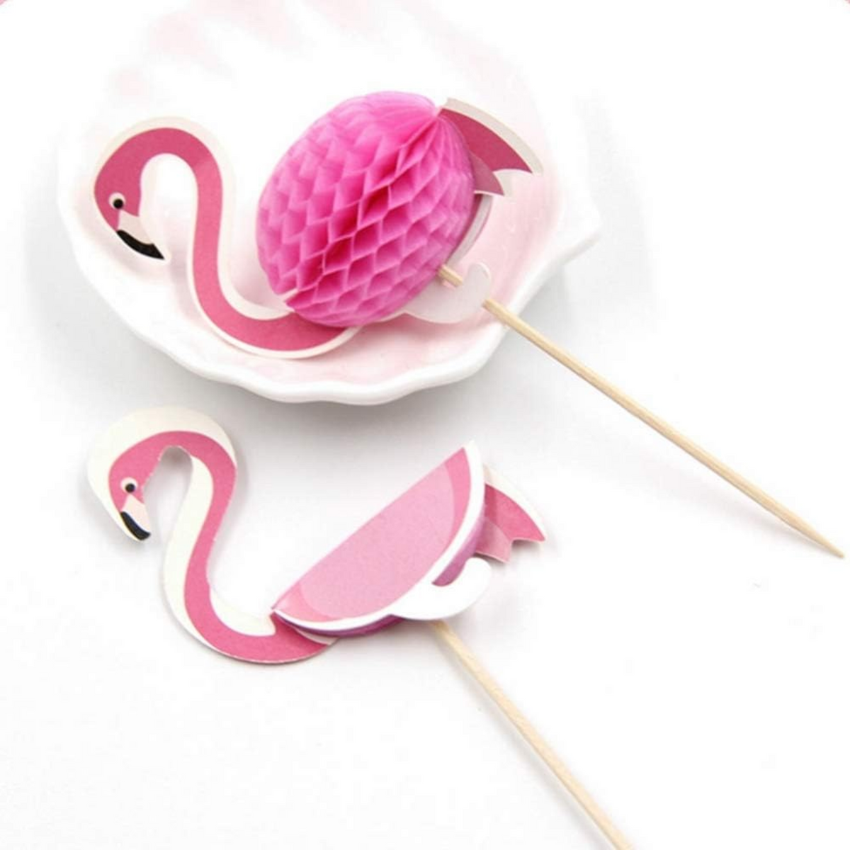 Flamingo Theme Party Cupcake Toppers Set
