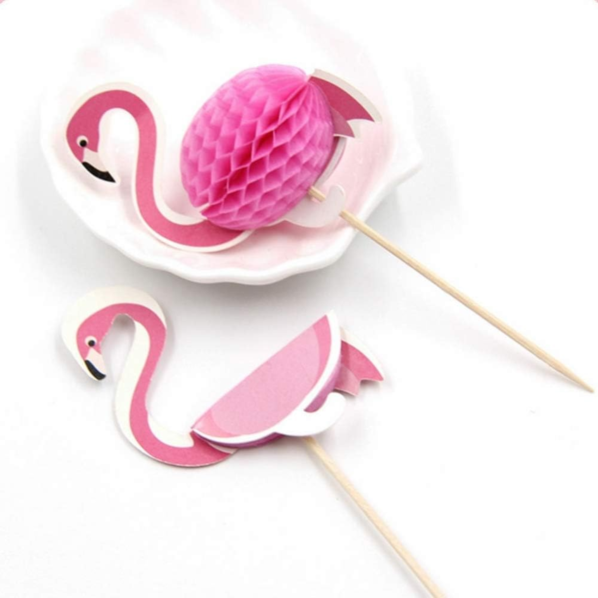 Flamingo Theme Party Cupcake Toppers Set