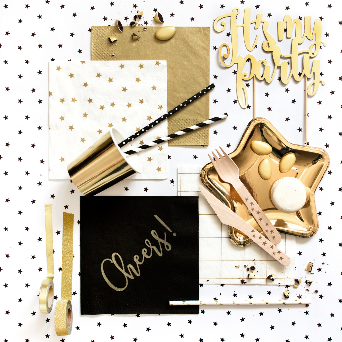Star Napkins Set - Gold