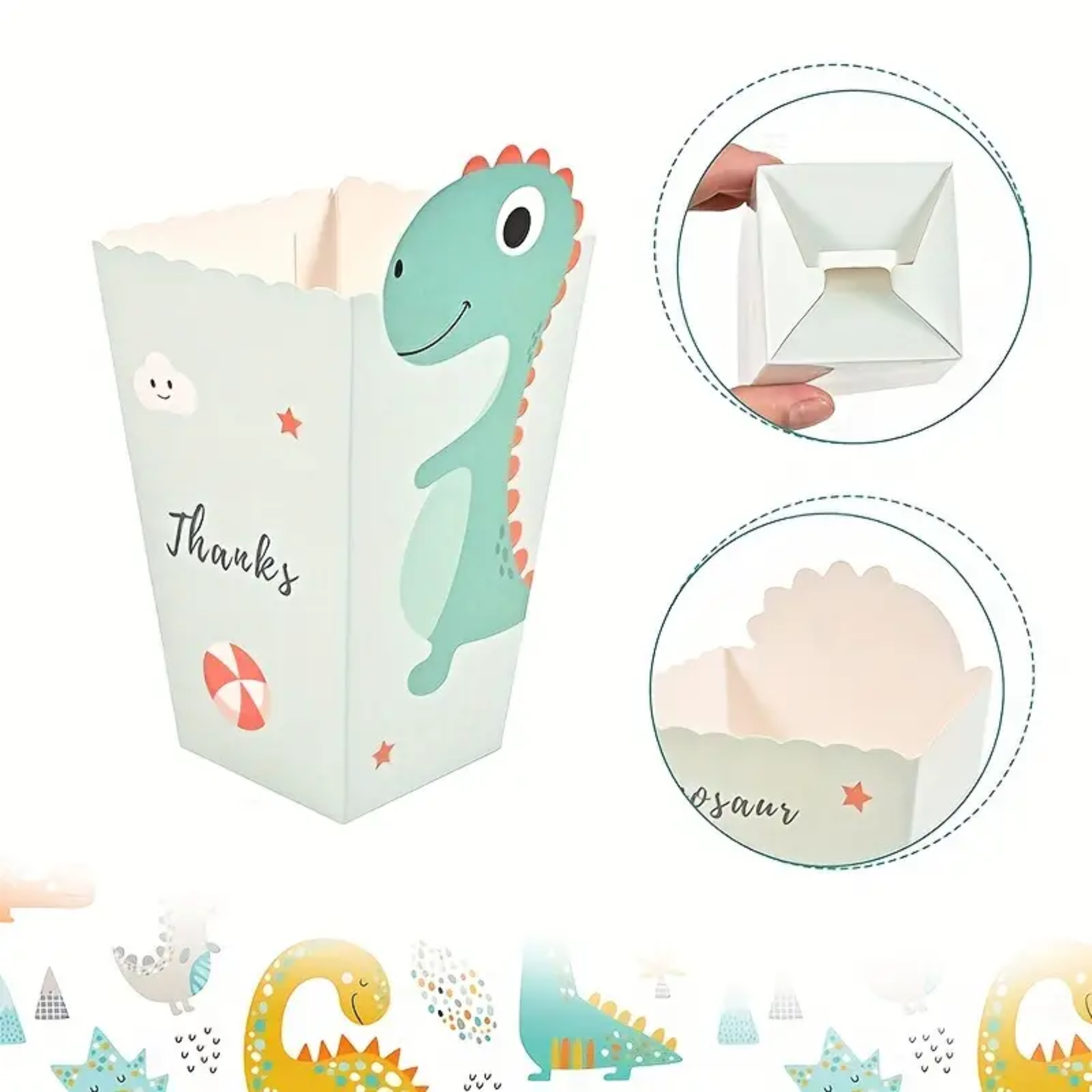 Adorable Dinosaur Popcorn Boxes Set