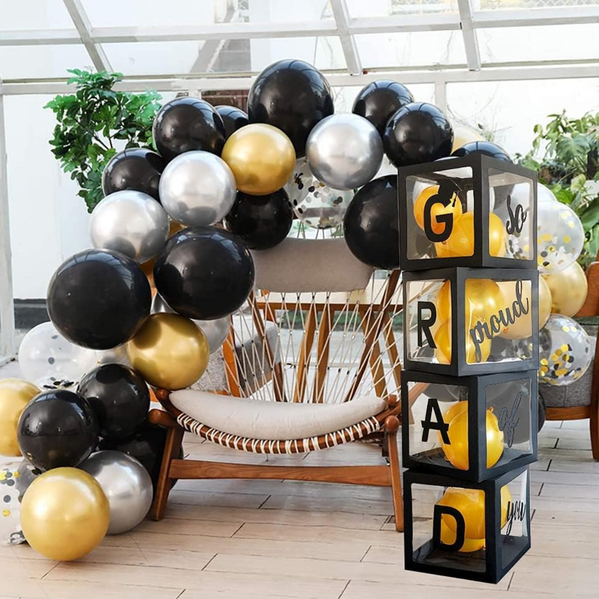 Graduation Black Balloon Boxes Set