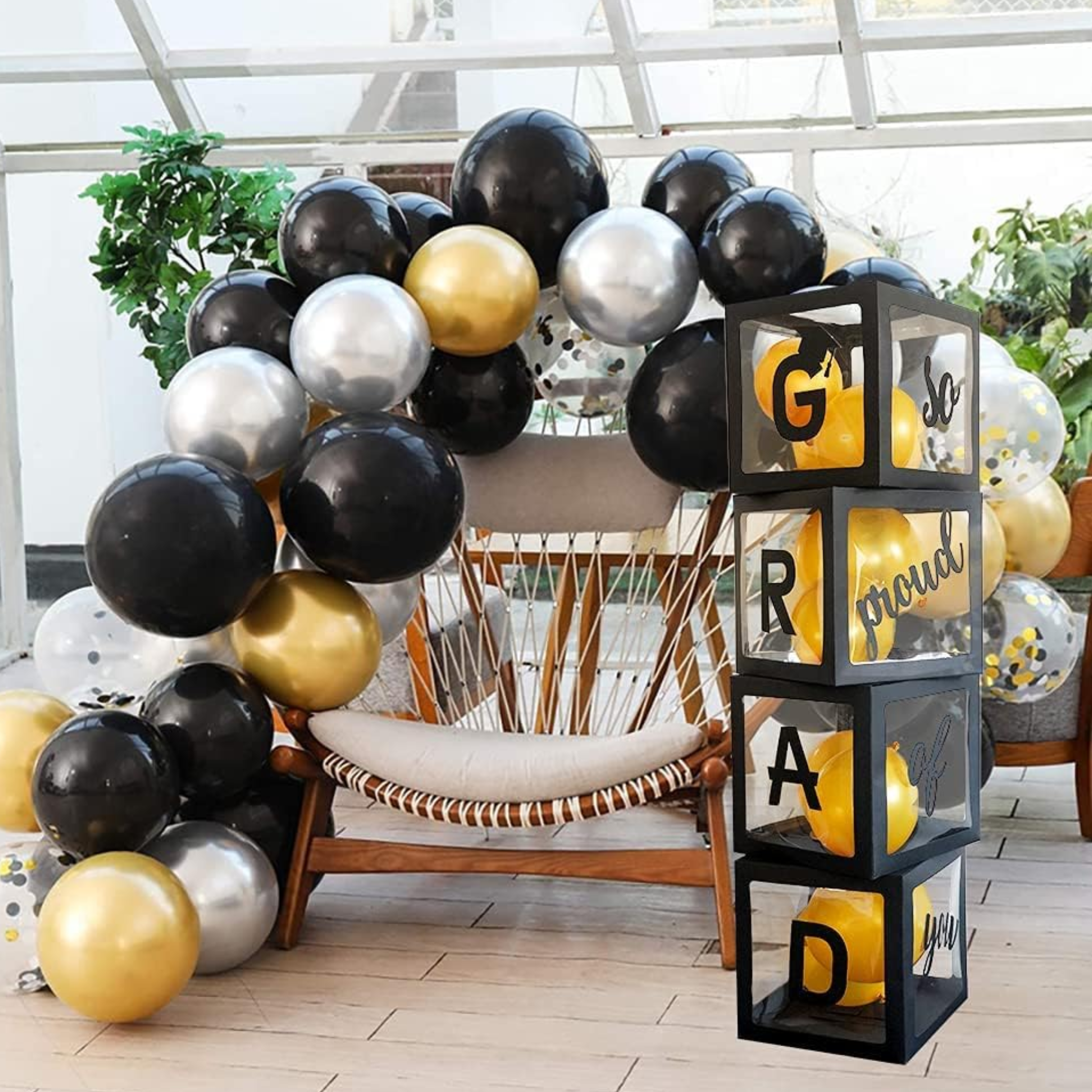 Black Graduation Balloon Boxes Set