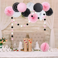 Load image into Gallery viewer, Black Pink and White Hanging Paper Decorations Set
