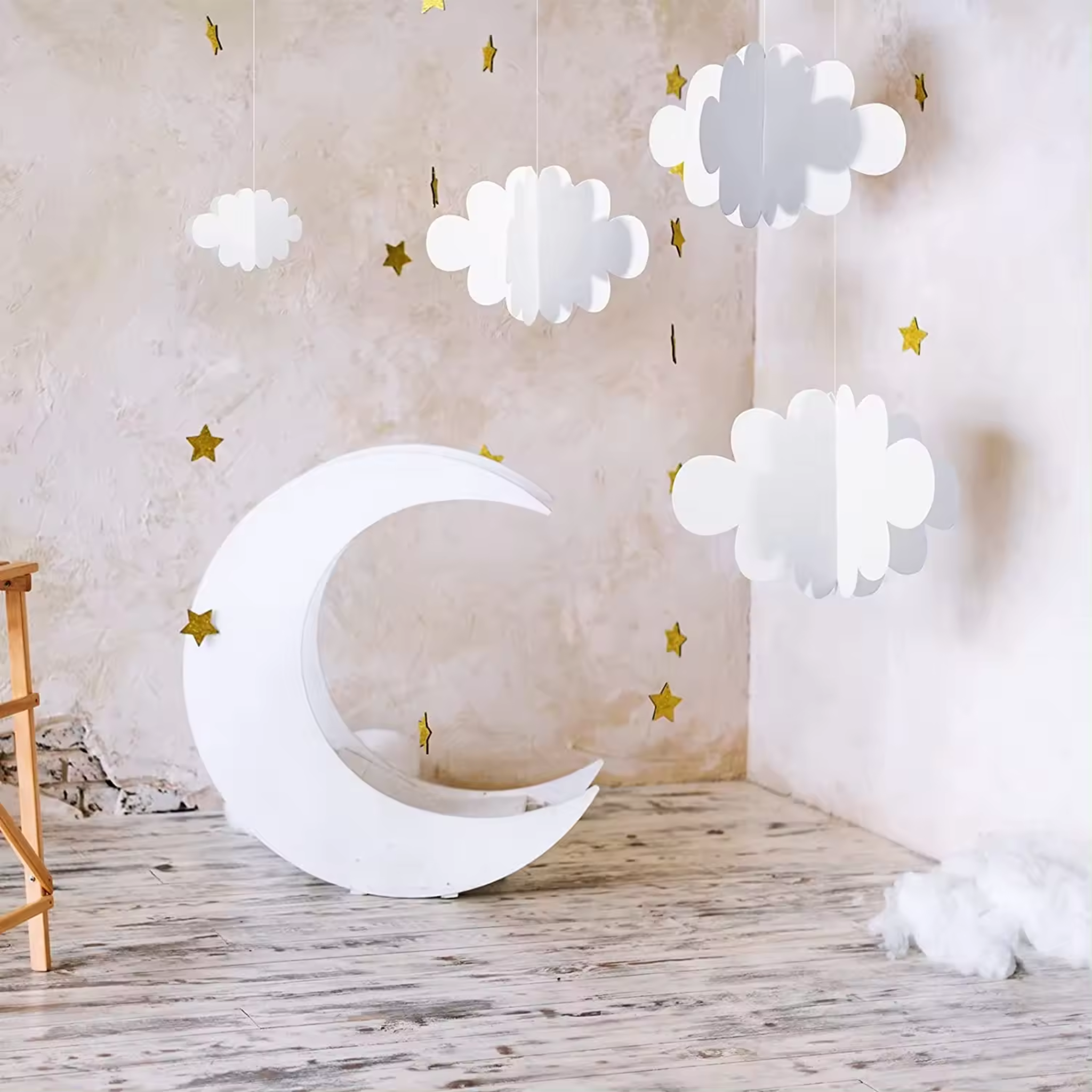 White 3D Clouds Decorations Paper