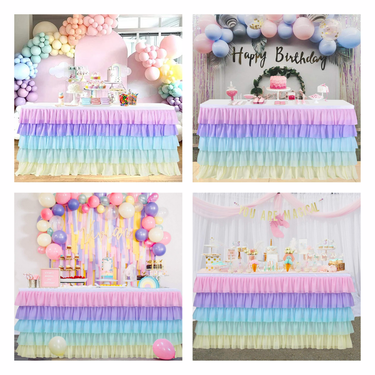 Pastel Rainbow Table Skirt