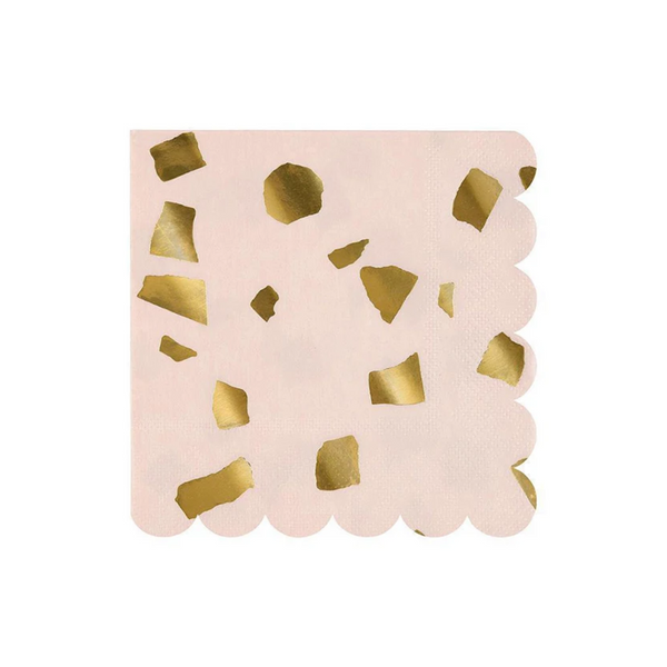 Rose Gold Foil Terazzo Paper Napkins Set