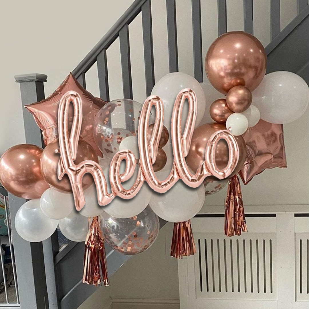 Rose Gold "Hello" Word Foil Balloon (Non-Inflated)