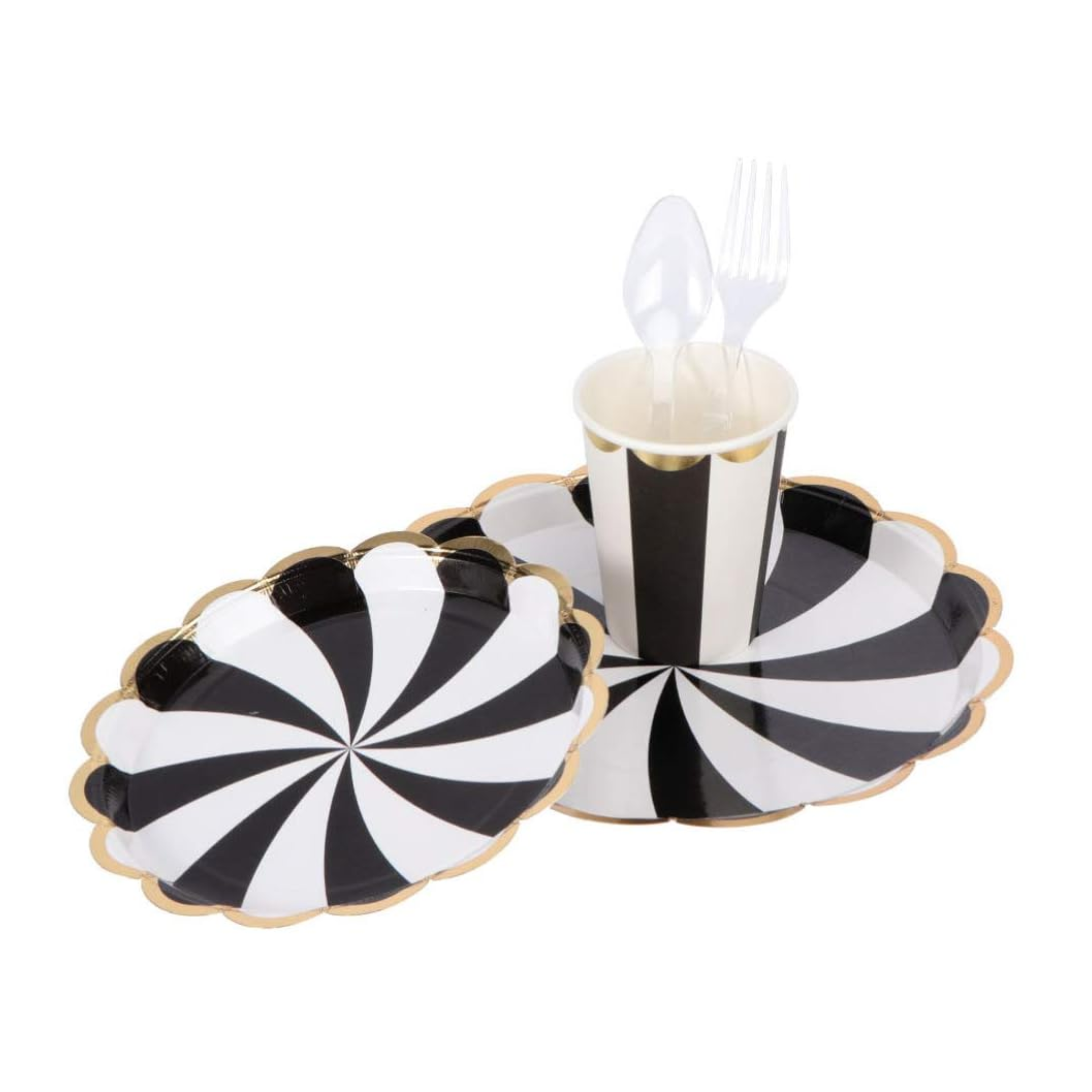 Black Swirl 9 Inch Paper Plates Set – Ribbontique