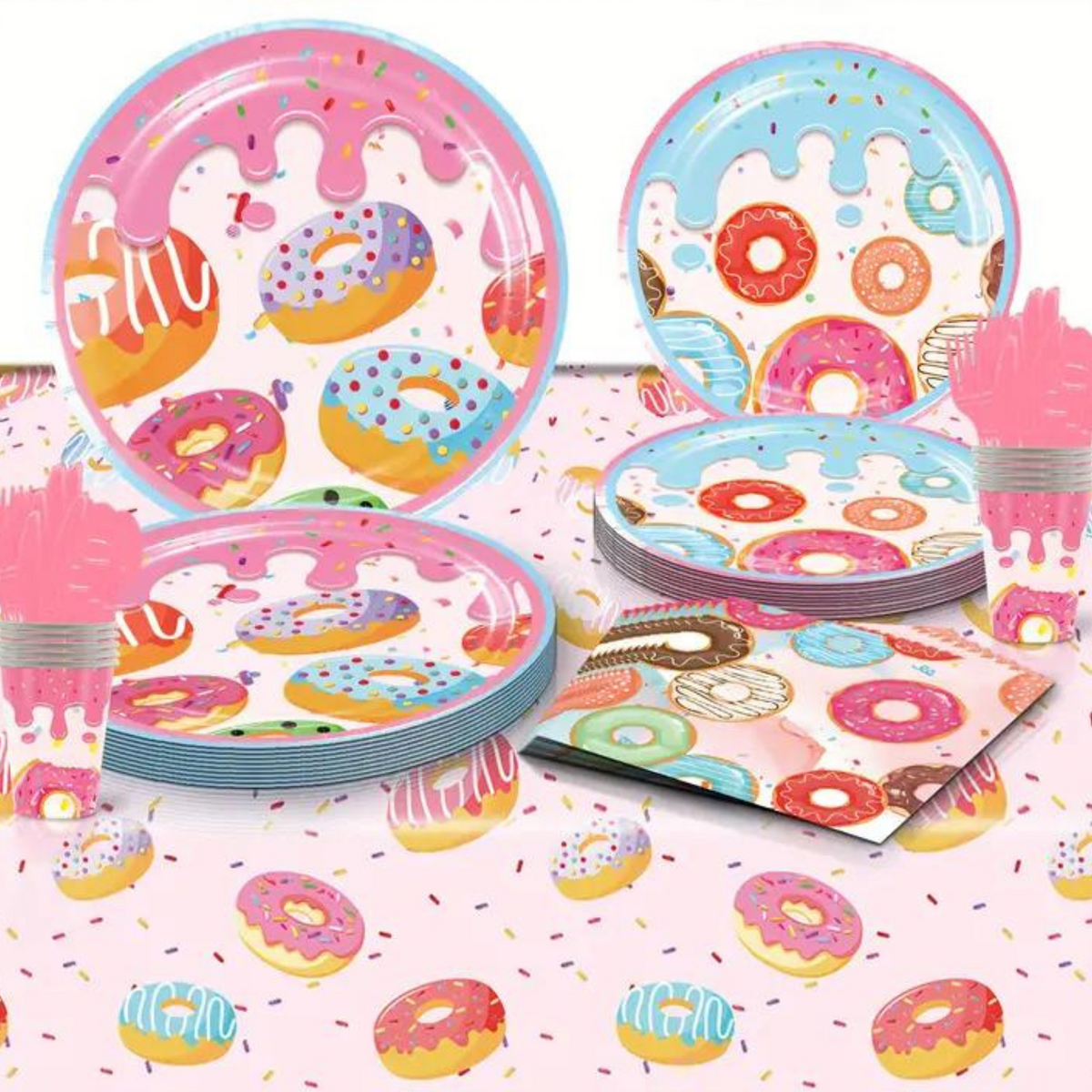 Candy Land Theme Birthday Party 9 Inch Paper Plates Set (Donut)