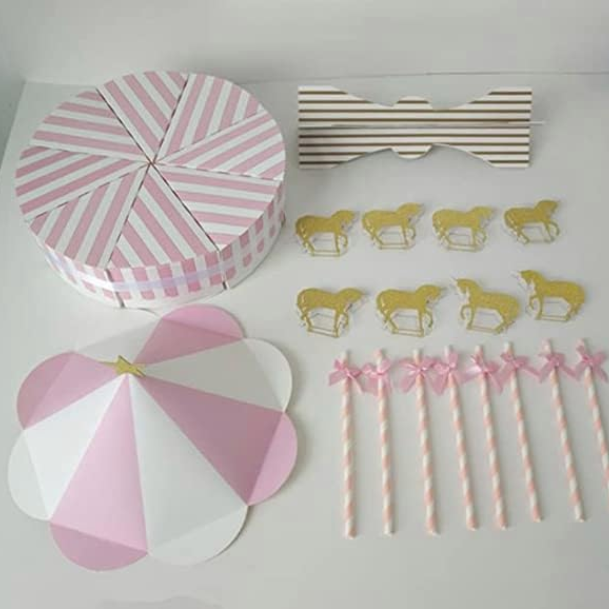 Pink Carousel Birthday Party Favor Boxes