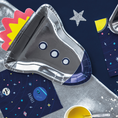 Load image into Gallery viewer, Silver & Blue Rocket Ship Paper Plates Set
