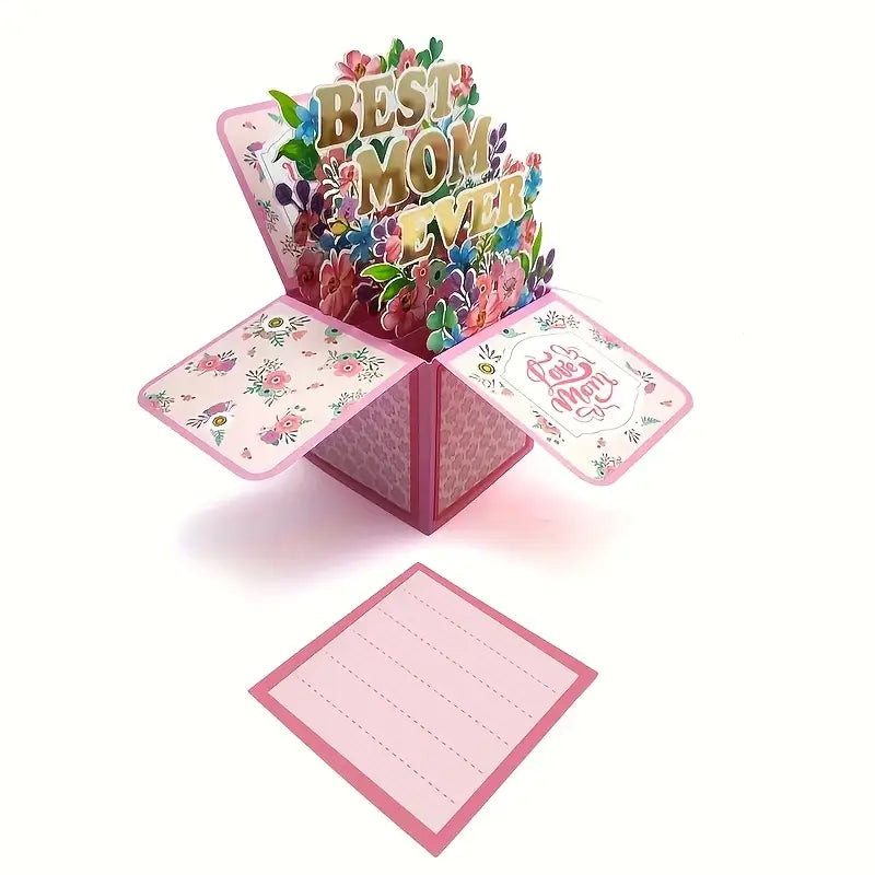 Mother's Day Card, Pop Up  3D Paper Flower Bouquet Greeting Card
