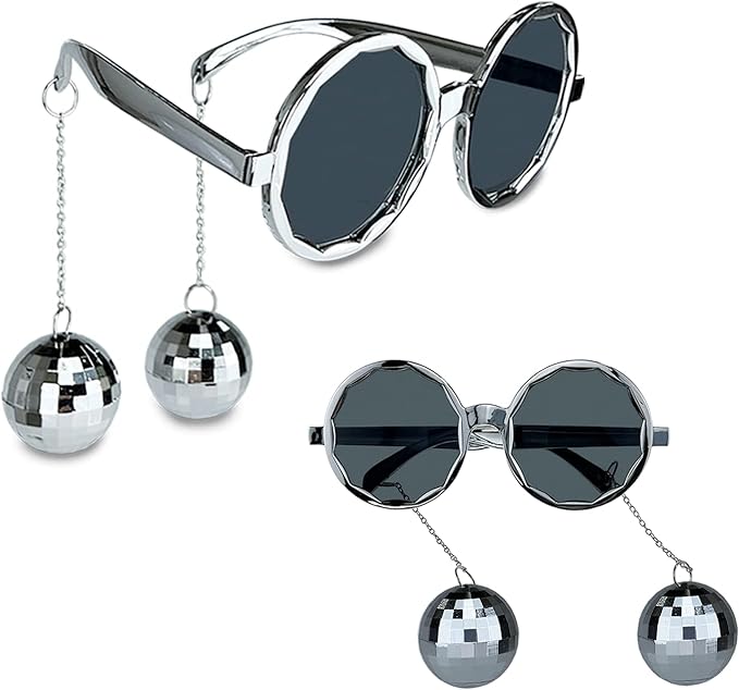 Retro Disco Ball Glasses & Necklaces Set