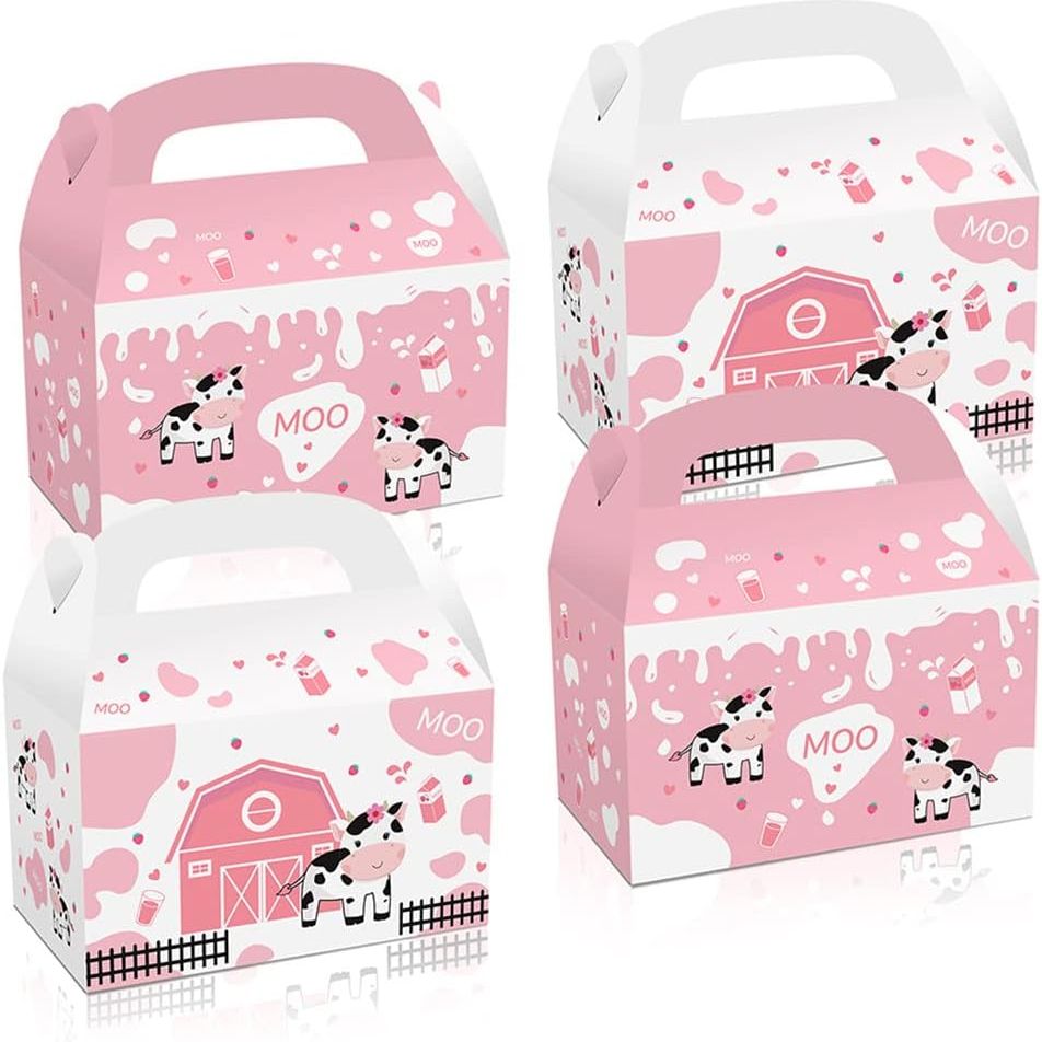 Pink Farm Animals Candy Party Favor Boxes Set