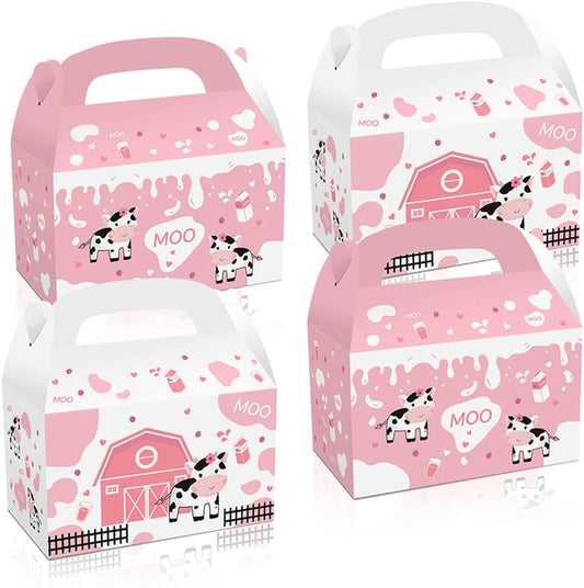 Pink Farm Animals Candy Party Favor Boxes Set