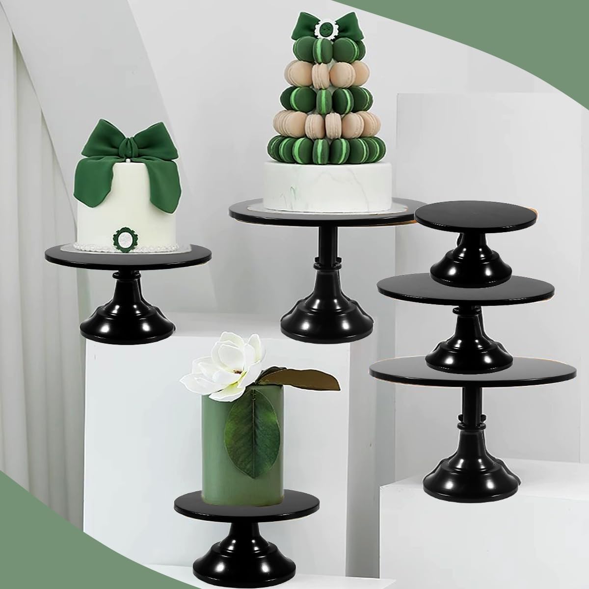 Set of Round Cake Stands and Serving Trays