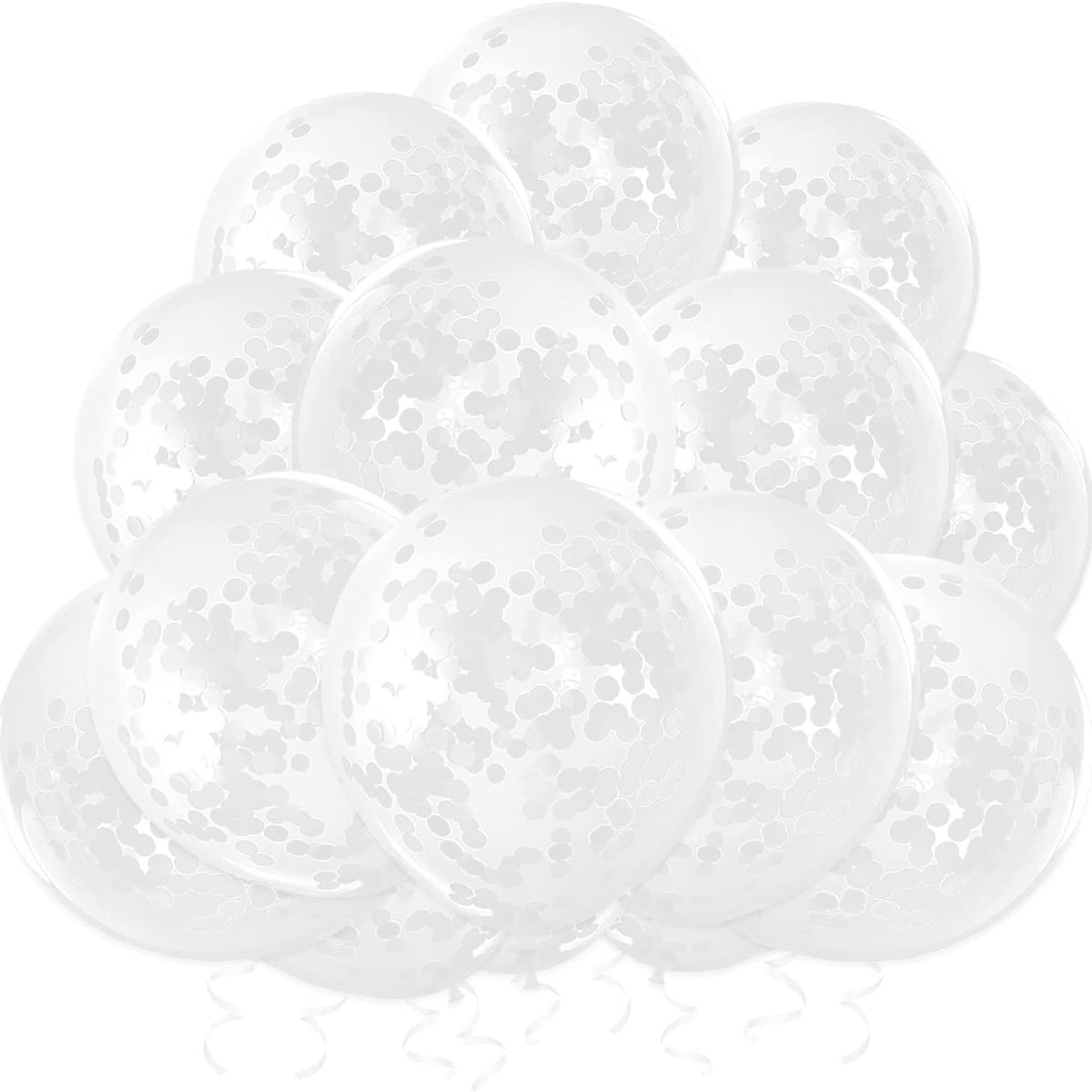 12 Inch Confetti Balloons (Silver)