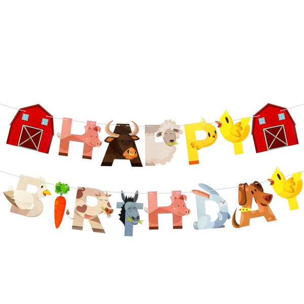 Farm Animal Happy Birthday Banner