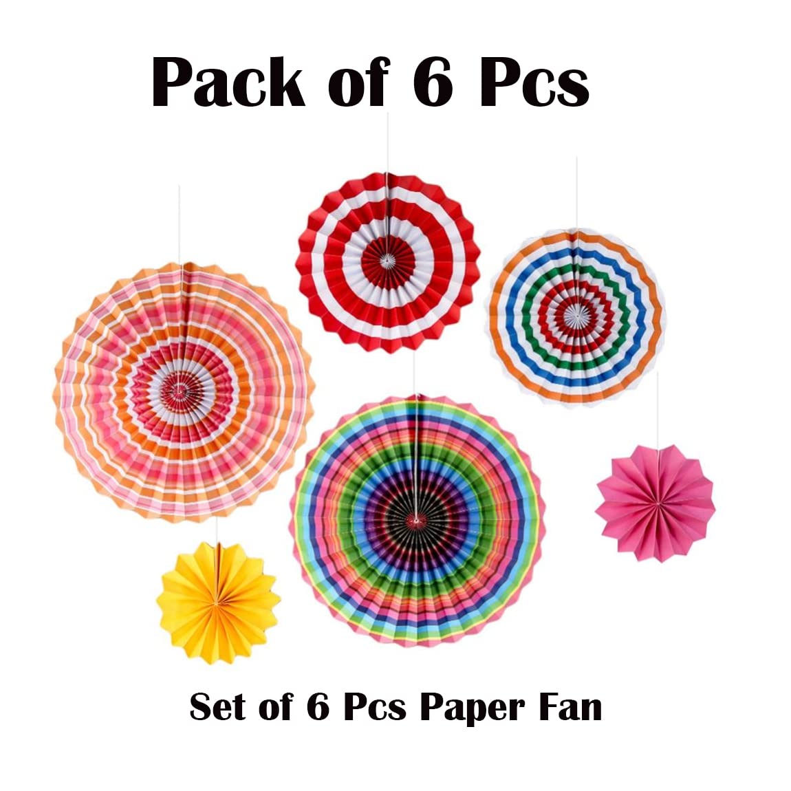 Candy Land Theme Party Decorative Paper Fans Set