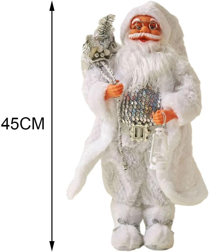 Christmas White Santa Clause Standing Figure