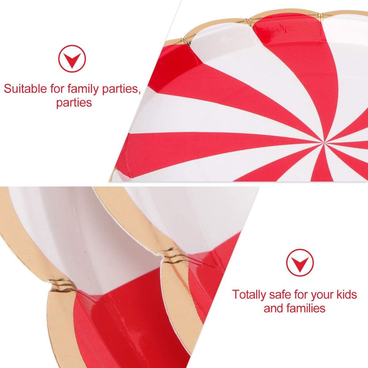 Red Swirl 9 Inch Paper Plates Set