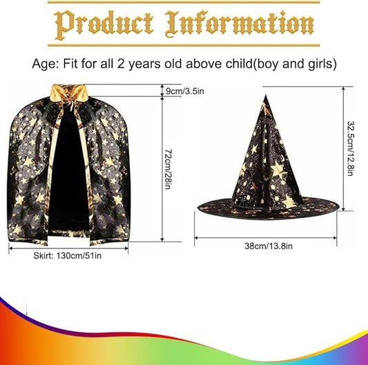 Kids Wizard Party Costume (Cap 80 CM|Hat 35 CM)