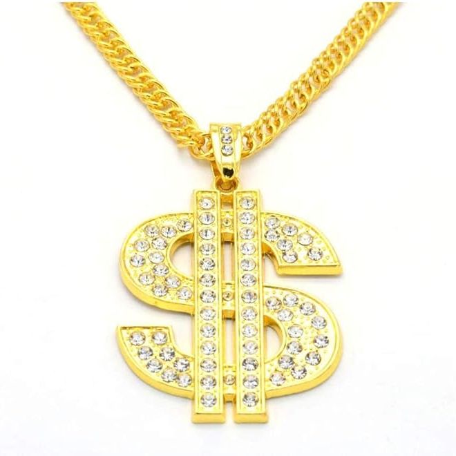 Gold Plated Chain Dollar Necklace and Ring Set