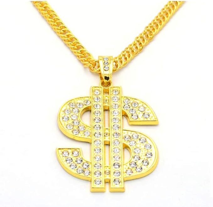 Gold Plated Chain Dollar Necklace and Ring Set