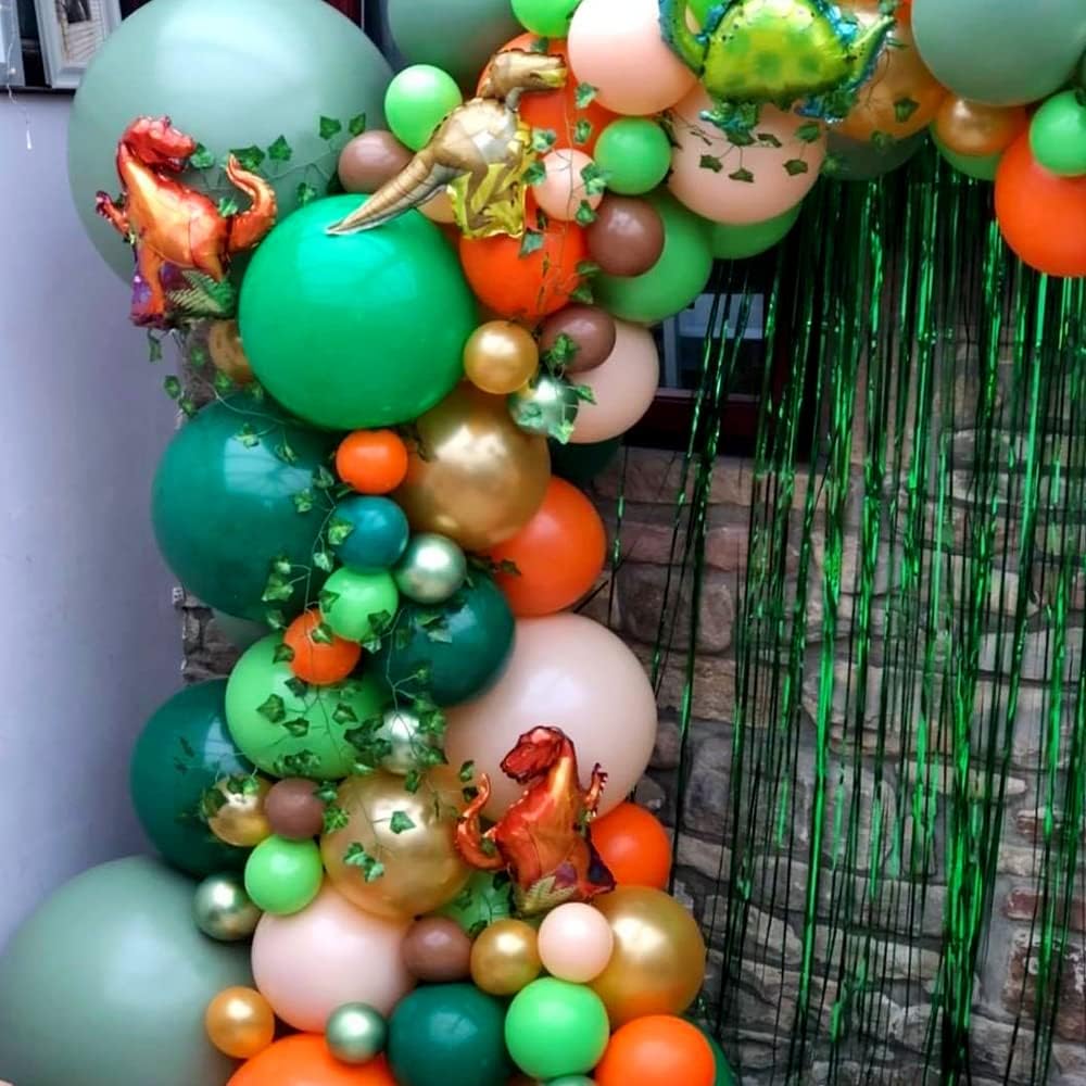 Dinosaur-Themed Birthday Party Balloon Garland Kit (Non-Inflated)