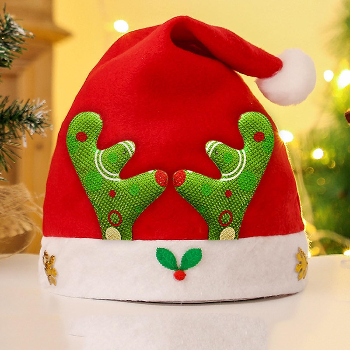 Christmas Santa Hat with Reindeer Antlers