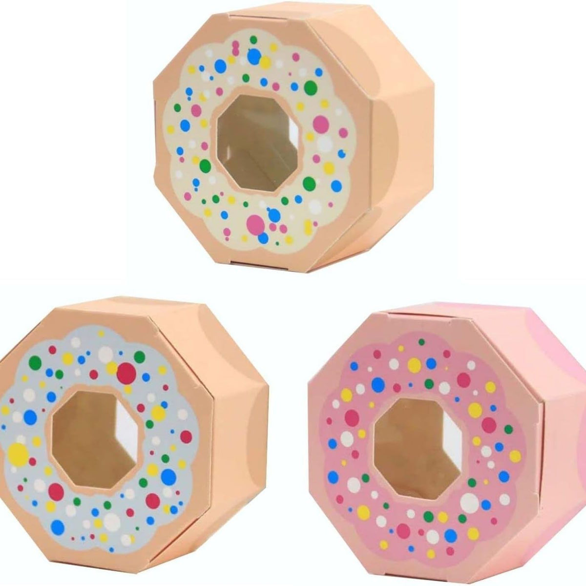 Donut-Shaped Party Favor Candy Boxes Set