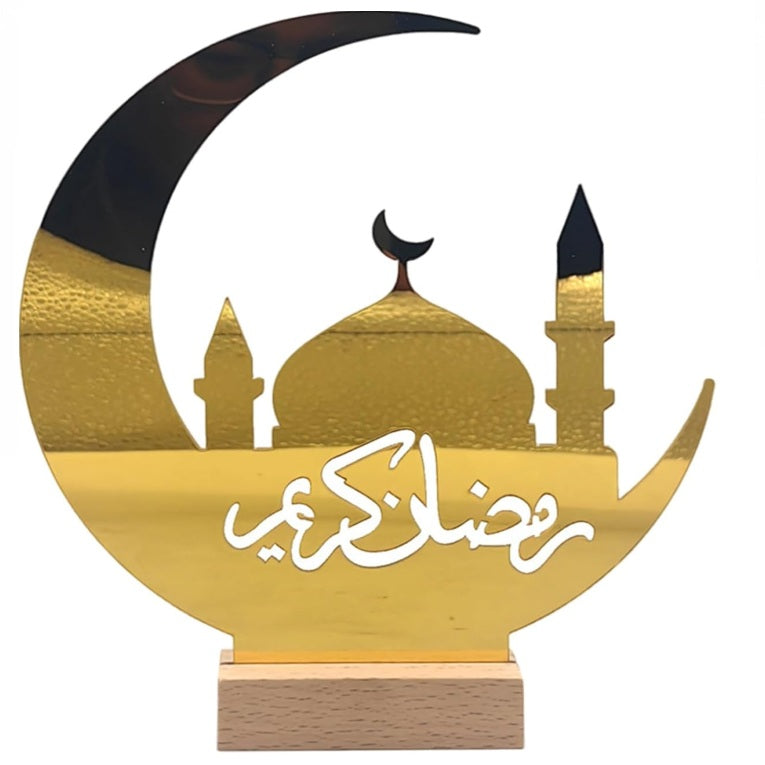 3D Acrylic Crescents Moon with Mosque Decoration