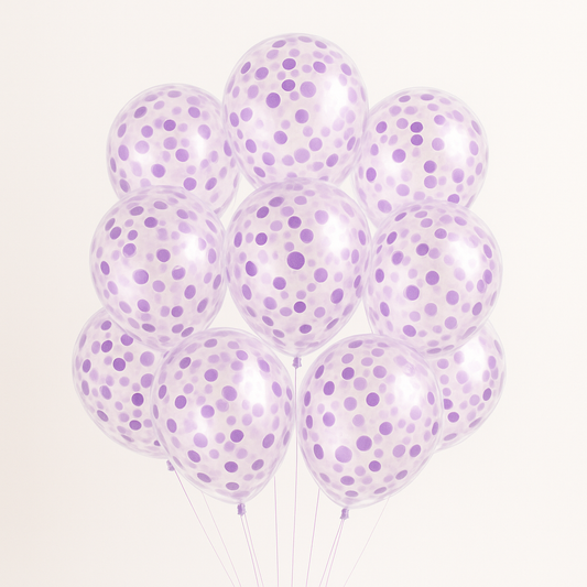 Purple Confetti Helium Balloon Bunch-5pcs