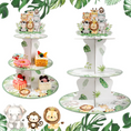 Load image into Gallery viewer, 3-Tier Jungle Animals Cupcake Stand
