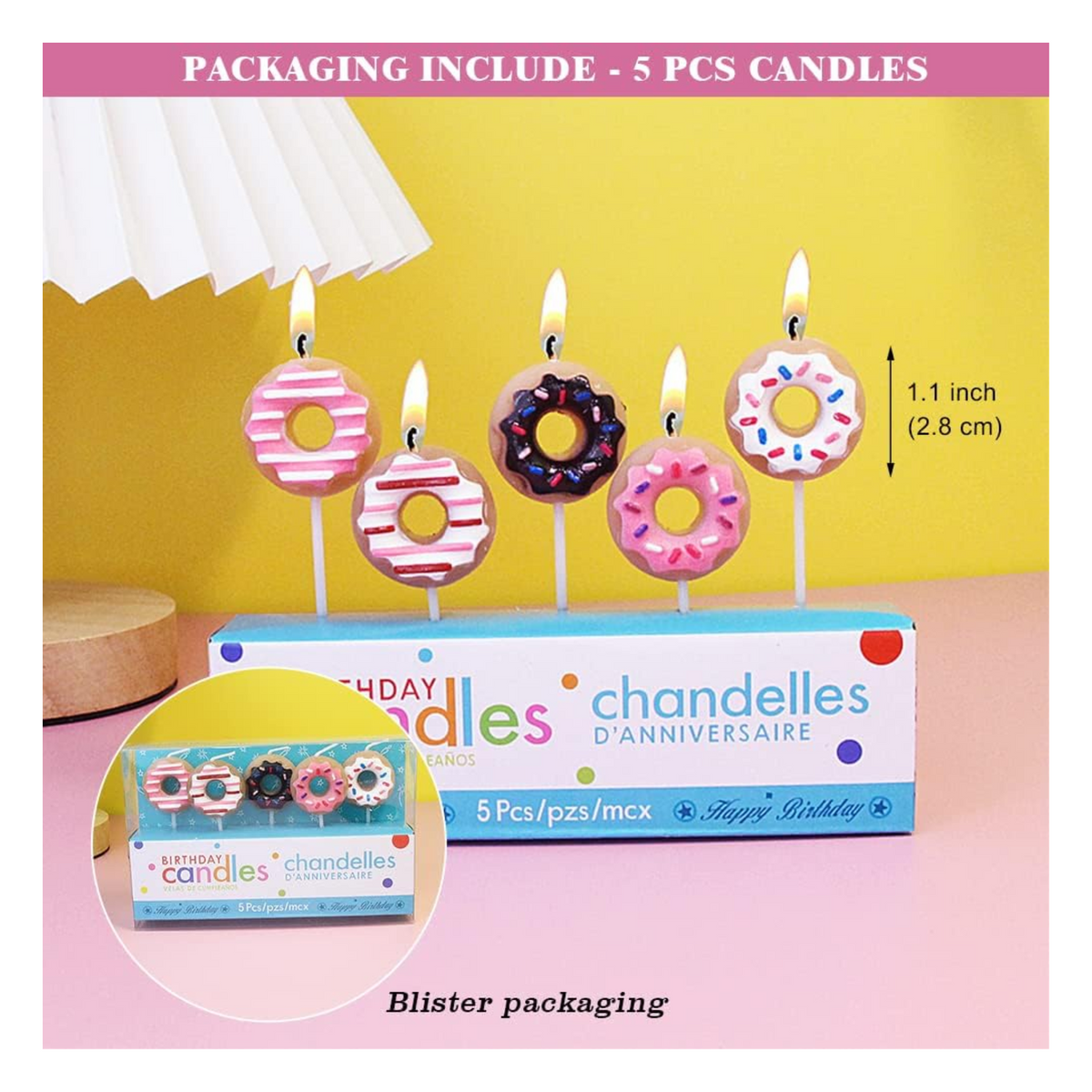 Cute Donut Shape Birthday Cake Candles Set